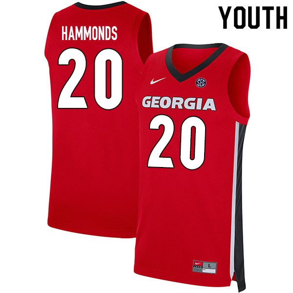 2020 Youth #20 Rayshaun Hammonds Georgia Bulldogs College Basketball Jerseys Sale-Red